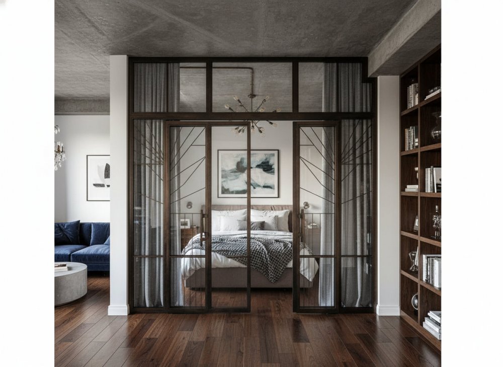 Перегородки в спальню распашные для дома LOFT №17
