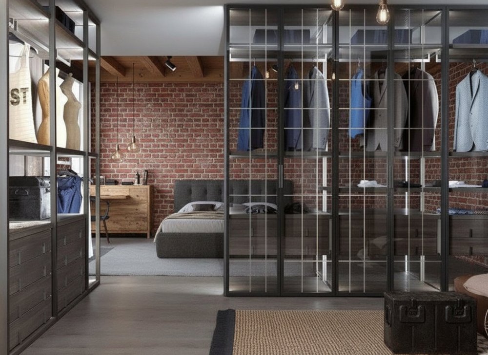 Перегородки металлические Лофт Гардеробные №1