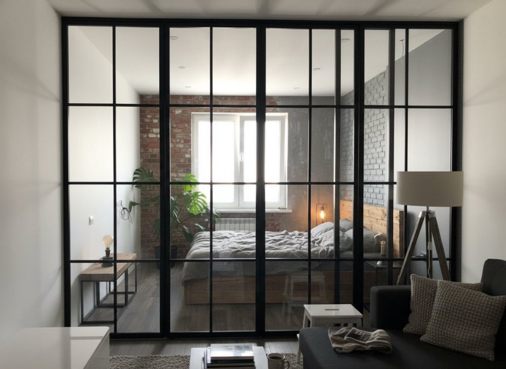 Перегородки в спальню раздвижные для дома LOFT №5
