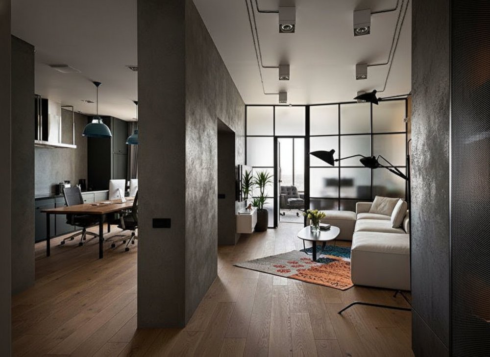 Перегородки с дверью в гостинную LOFT стационарная для дома №11
