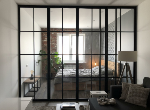 Перегородки в спальню раздвижные для дома LOFT №5