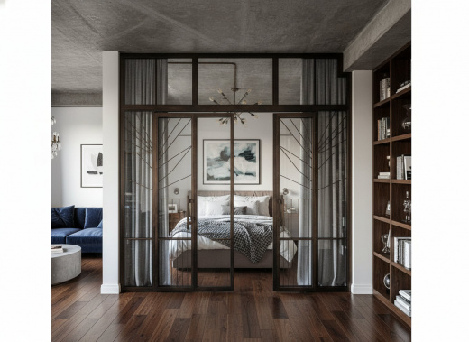 Перегородки в спальню распашные для дома LOFT №17