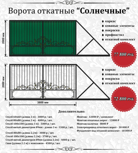 Ворота откатные Солнечный
